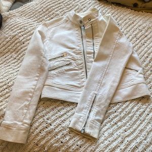 White denim moto jean jacket from Banana Republic
